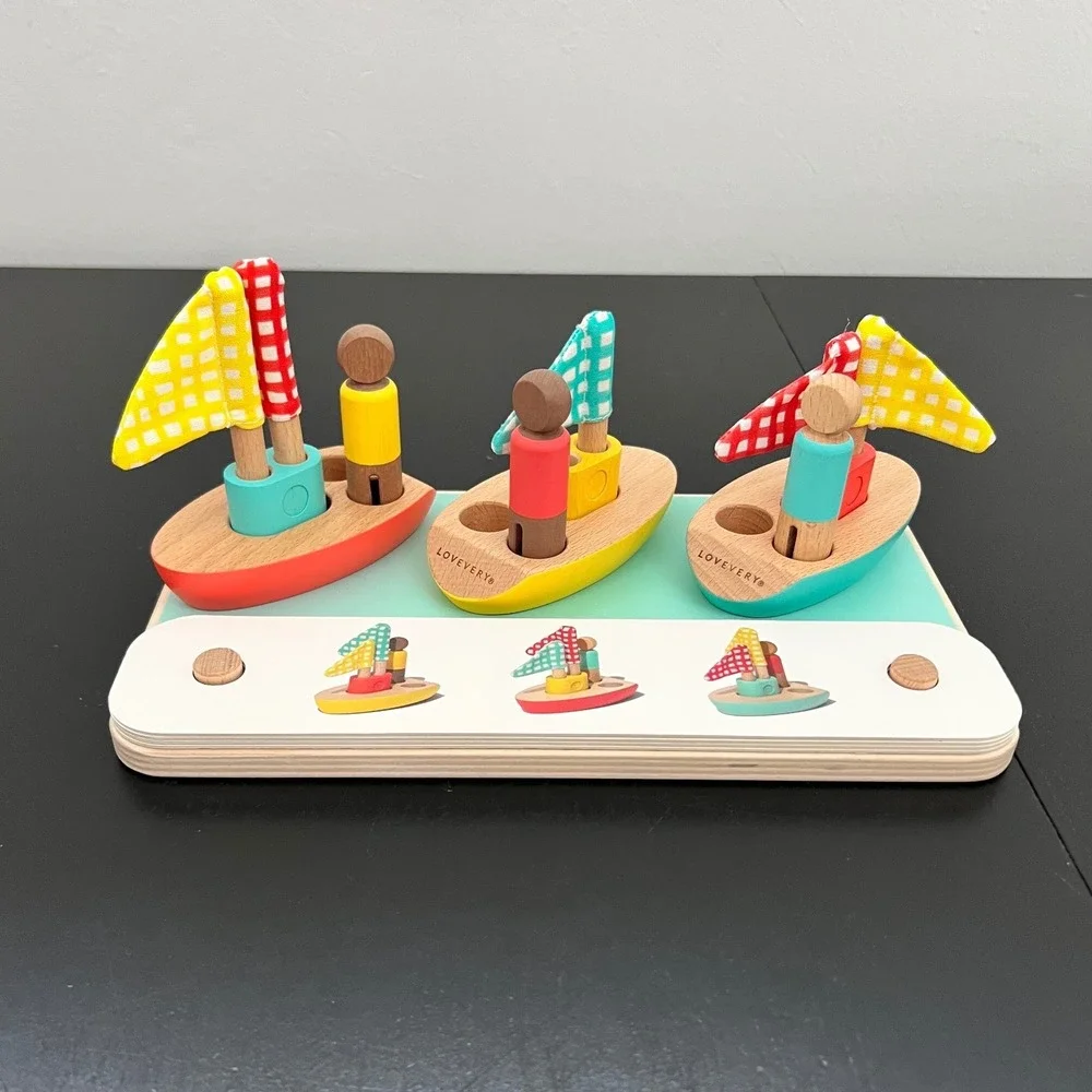 Lovevery Wooden Sailboat Sorting Set Multicolor Montessori STEM Toy One Size